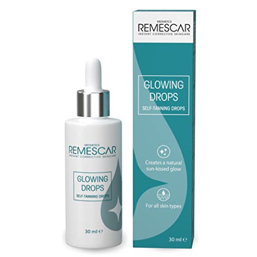 Remescar Glowing Drops 30 ml - Gotas Autobronceadoras para Crema Hidratante - Bronceado Natural en la Piel Sin Sol - Crea Brillo Luminoso y Natural - Efecto Bronceado Gradual para Rostro y Cuerpo