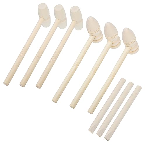 BESPORTBLE 9pcs Wooden Hammers Safe Beating Gavel Mallets for Creative Play Birthday Present for Boys Lightweight Portable Hammer Tool