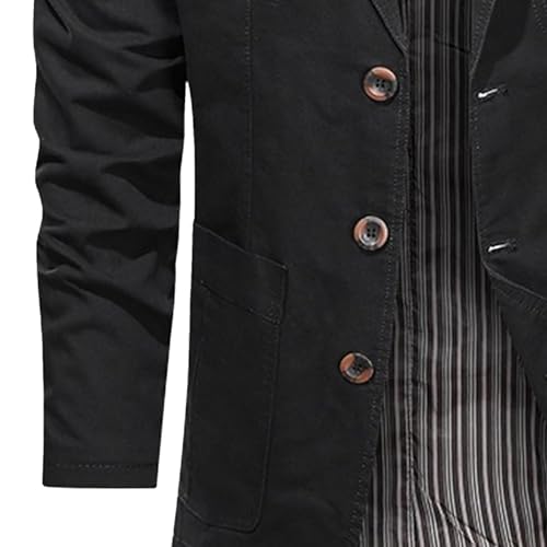 Men's Vintage Solid Color Suit Coat Casual Cotton Lightweight Blazer Jacket Business Loose Sport Coat3