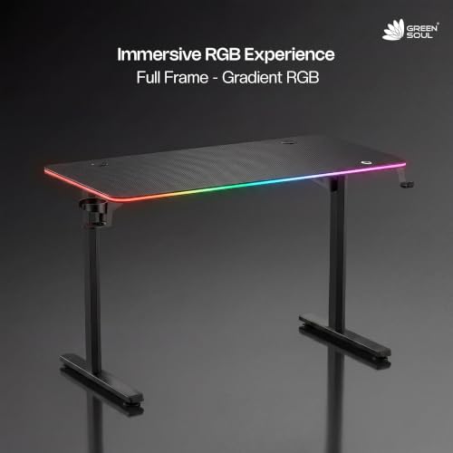 Image of Green Soul Blaze X Smart Gaming Table | 18mm Thick Top | Full Frame RGB | Headphone Hook & Cup Holder | Computer Table, Workstation, Home Office Desk| 1 Year Warranty | (Black,1200 x 600 Top)