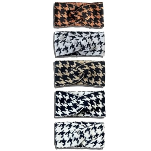 XenofLStry 5PCS/3PCS Set Knitted Thousand Bird Fashion Women's Headbands Retro