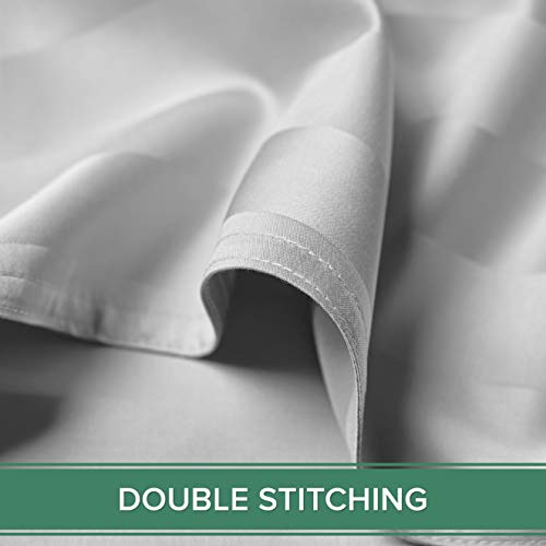 Image of Pure Bamboo Split King Sheets, Genuine 100% Organic Viscose Derived from Bamboo Bed Sheet Set, Soft & Cooling, Double Stitching, 2 Fitted Sheets (Split King, Jacquard White)