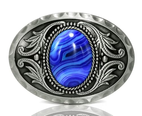 GURANSE Natural Gems Tiger Eyes Stone Belt Buckle With Acanthus Western Cowboy Style More Colors
