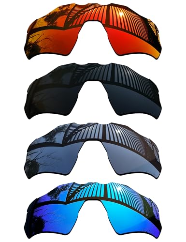 Image of 4 Pieces Replacement Lenses for Oakley Radar EV Path OO9208 Sunglasses - Solid Black+Titanium+Ice Blue+Fire Red