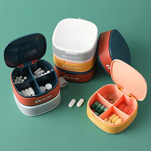 Toyvian Mini organizador de comprimidos, 4 compartimentos, caixa de remédios para viagem, caixa de c