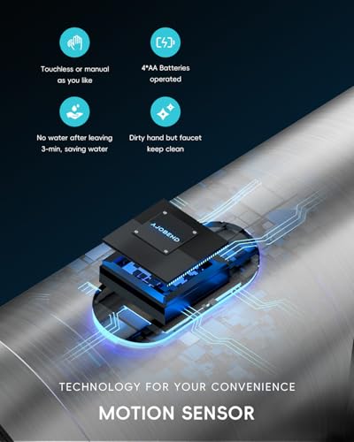 AJO BEND Torneira de pia de cozinha sem toque com pulverizador de puxar para baixo, sensor de movime