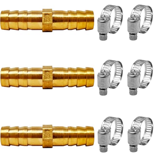 Rubber Air Hose Repair Kit 3-8 Inch With Stainless Steel Clamps, Pack of 3