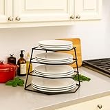 Greenfields Kitchen 4 Tier Corner Plate Rack Heavy Duty Kitchen Cupboard Storage Shelf Organiser Space Saving Dish Rack Stand for Plates Bowls Dishes Compact Countertop Cabinet Organiser - Image 6
