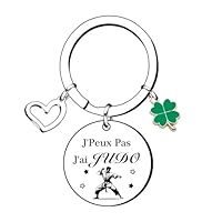 GOUYU Porte-clés Judo « J'peux pas, j'ai judo » avec acier inoxydable et breloque Amour – idéal cadeau pour judoka - création