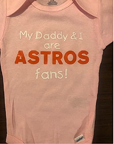 Teesbytini Astros Baby Onesie ® My Daddy And I Are Houston Onesie ® Fans One Piece Infant Bodysuit thumb #4