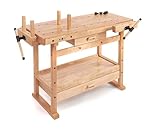 schreiner-hobelbank aus buchenholz Die Westfalia Hobelbank ist aus robustem Gummibaum -Holz gefertigt.