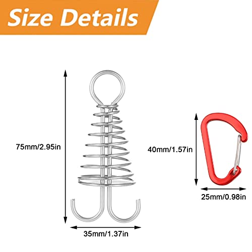 MOROBOR Deck Anchor Pegs, 10pcs Windproof Aluminium Alloy Fish Bone Tent Stakes with Spring Buckle Portable Wind Rope Anchor for Outdoor Camping - Image 2