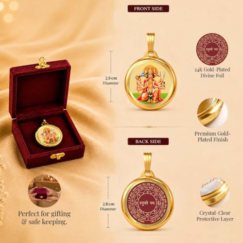 Image of DIVINITI 24K Gold Plated Double-Sided Religious Pendant with Premium Gift Box, Spiritual Locket for Men & Women, Devotional Jewellery for Gifting & Everyday Wear