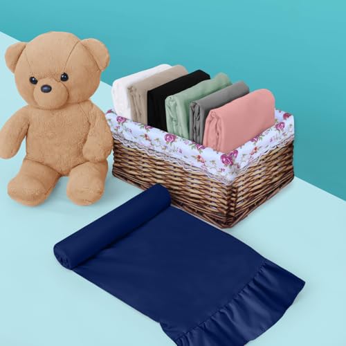 Image of 13 inchx18 inch Toddler Pillow Cases Set of 2, Navy Blue Ruffled Pillow Shams Brushed Microfiber Nursery Pillow Cover for Boys Girls, Soft Breathable Machine Washable