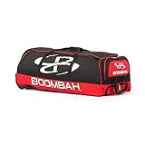 Boombah Brute Rolling Bat Bag 2.0-35' x 15' x 12-1/2' - Black/Red - Holds 4 Bats and Room for Gear - Wheeled Bag