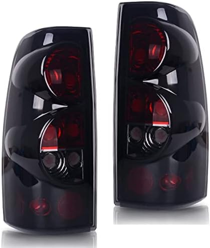 ROXX Tail Light Assembly Compatible with 1999 2000 2001 2002 2003 2004 2005 2006 Chevrolet Silverado 1999-2003 GMC Sierra Driver and Passenger Side (Black Housing/Smoke Lens-05)