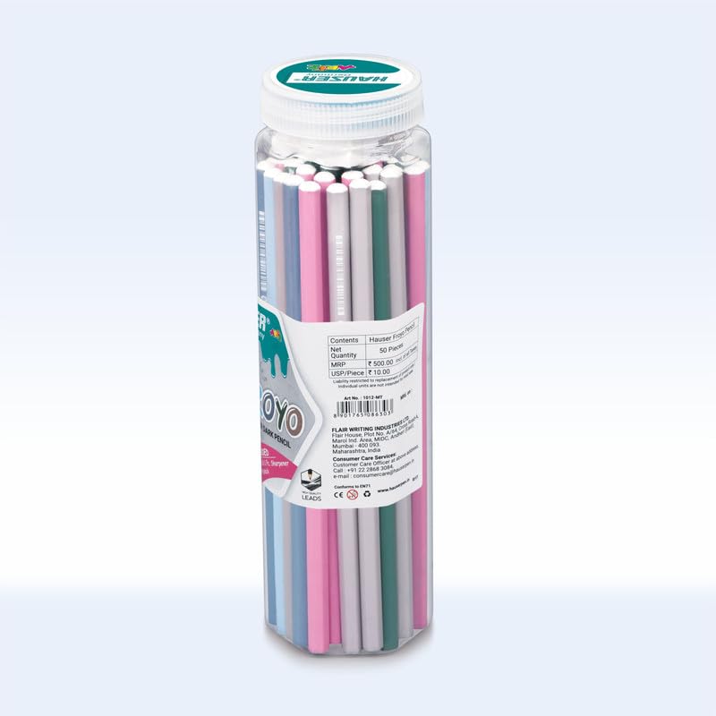 Image of HAUSER ARTZ FROYO WOODEN PENCIL Set - 50 Pcs Multicolor Pencils | Extra Dark Lead for Smooth Writing | Ideal for Kids School Use & Drawing