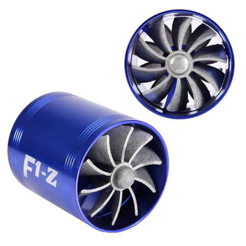 Ventilador Turbo de Admisión de Aire Automático, Turbonador de Admisión de Aire para Automóvil, Turbina de Doble Ventilador, Súper Cargador, Ahorrador de Combustible de Gas Turbo(azul)