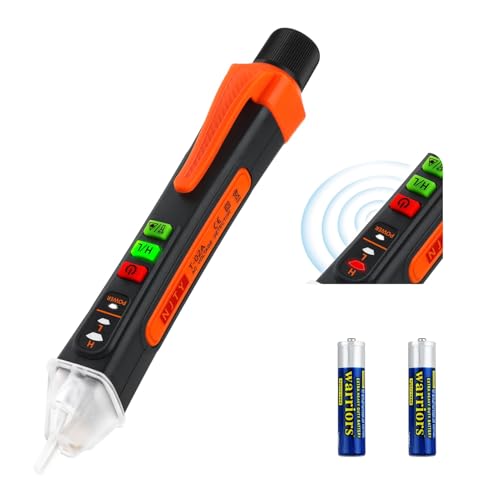 Penriter Detector de Voltaje sin Contacto, 12-1000V/48-1000V Sensibilidad Ajustable, Probador de Voltaje con Alarma de Zumbador y Linterna LED, Detector de Tensión Distinción de Cable Vivo/Nulo
