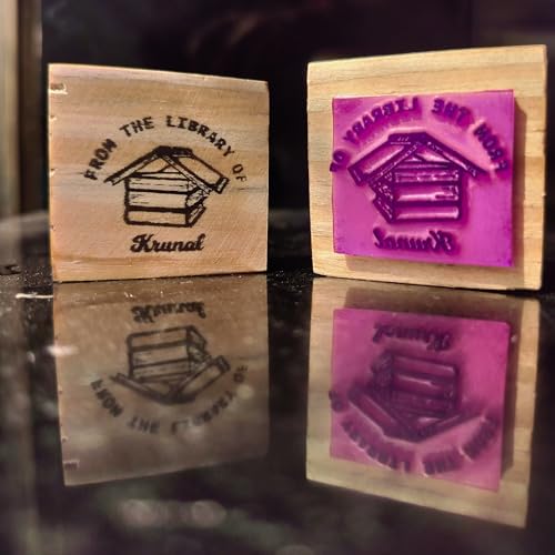 Image of Kunya Personalised Book Stamp with Your Name(3.5 cm Dia), customised for Stamping Books for Readers, Great Gift for booklovers, Kids, Teachers (My Home)