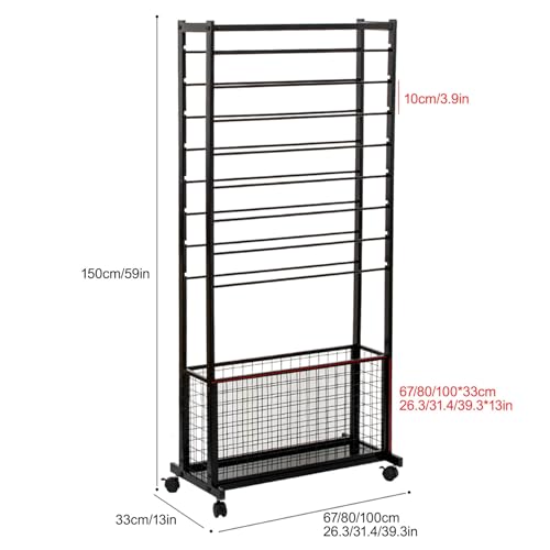 Estante para telas ajustable con ruedas y estructura de acero para cuarto de costura 2