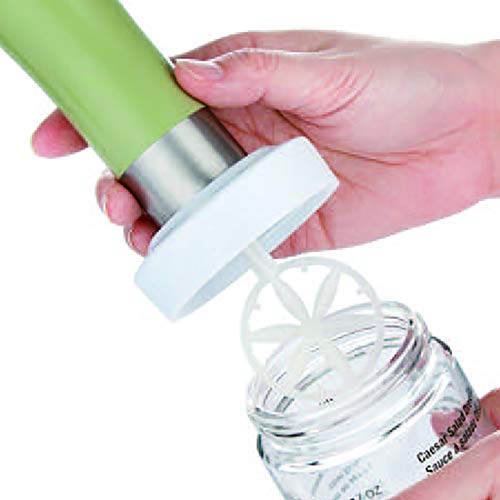 HEAVY DUTY GLASS SALAD DRESSING SHAKER BOTTLE CONTAINER FOR THICKER RANCH DRESSINGS and GRAVY • Leak Proof • Mixer Dispenser with Measurements and Recipes • Reusable Vinaigrette Cruet • 10 oz (Gray) - Thumbnail 3