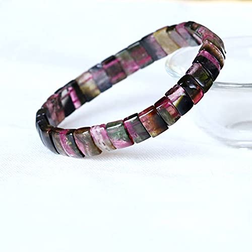 Bracelet en tourmaline pastèque naturelle rectangle LKBEADS éclat d'exception