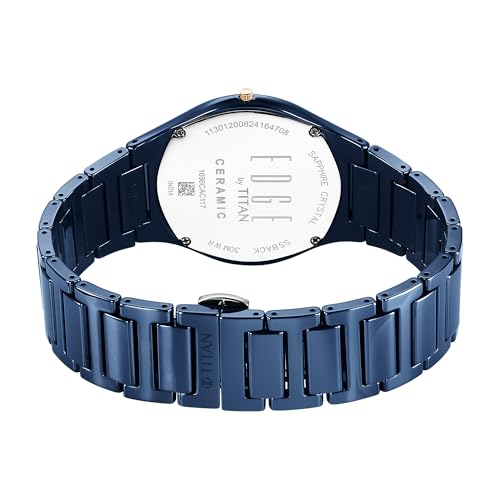 EDGE Store Titan Edge Bicolour Quartz Blue Dial Ceramic Strap Watch - Image 6