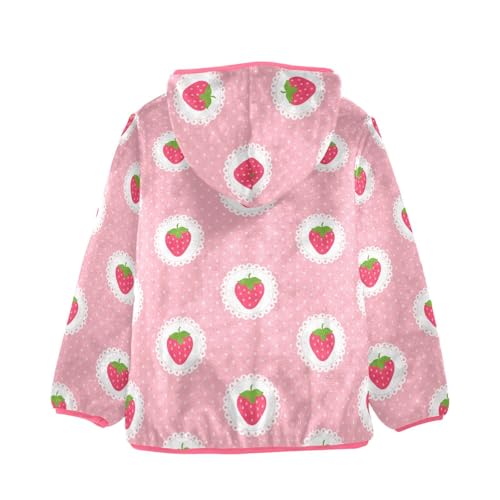 OTVEE Strawberry Pink Polka Dot Kids Hoodie Jacket Fall Spring Full Zip Warm Outwear Coat2