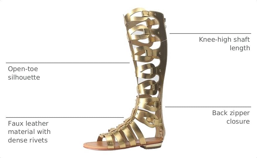 Image of Hanfike Knee High Sandals for Women Gladiator Cut Out Summer Roman Boots