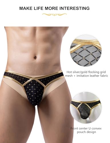 ohyeah Sheer Mesh Thong for Men Sexy Underwear Breathable Briefs Low Rise T-Back G-String Thongs Fits S-XL2