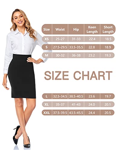 Tapata Women's Ponte Pencil Skirt Stretchy Office Work Skirt Knee Length Business Bodycon High Waist Wear To Work Skirt, Black, Back Slit, M #TOP5