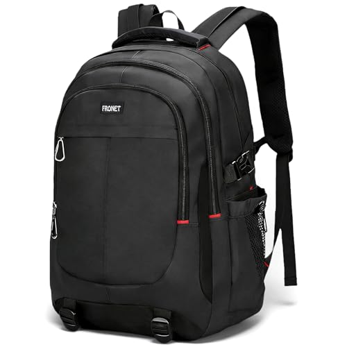 FRONET Mochilas Escolares Adolescentes Niño Bolso Mochila Escolar Niños y Niñas 10 12-25 Años Hombre Portatil 17.3 Pulgadas Ordenador Grande Bolsas Tipo Casual para Viaje Instituto Colegio Negro-50cm