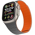 ZZDZZ Compatible with Apple Watch Straps 49mm 46mm 45mm 44mm 42mm 41mm 40mm 38mm, Silicone Magnetic Adjustable Loop Strap for iWatch Ultra3/2/1 Series 11 10 9 SE3 8-1 (49/46/45/44/42, Gray Orange)
