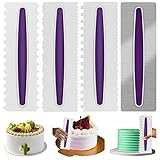 OFNMY 4 Stück 9 Inch Tortenglätter Set, Dekorationskamm und Glasurglätter-Werkzeugschaber, seitlich gemusterter Kuchenstreifen, Kantenglasur Dekorationskamm für DIY-Creme-Butter-Kuchen-Dekoration