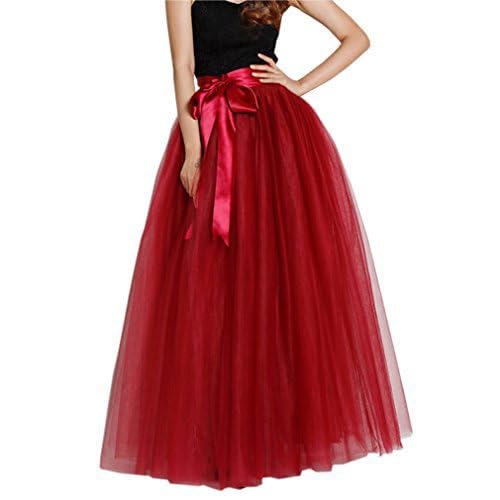 Faldas para Mujer,Falda Larga De Tul para Mujer, Faldas Abullonadas con Capas De Tul Y Cinturón con Lazo, Falda Plisada De Corte A, Faldas De Tul De Malla para Bodas, Fiestas, Ballet, Graduación,