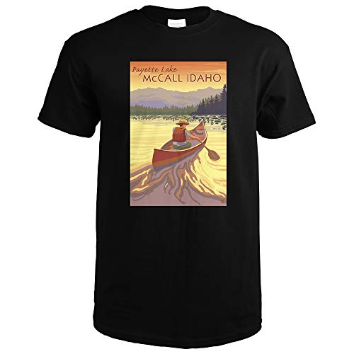 McCall, Idaho, Payette Lake, Canoe Scene 49788 (Black T-Shirt Large)