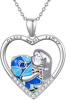 TENVAVA Stitch Necklace Lilo and Stitch Necklace Ohana Means Family Jewellery Gifts for Daughter Niece Girls Women Best Friend