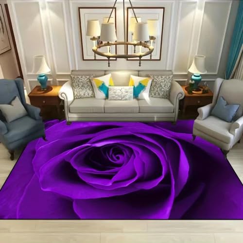 Tapis de sol à roses violettes grand format décoration chic