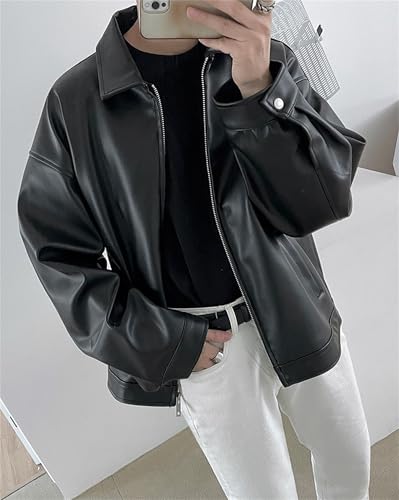 Manteau de moto décontracté avec col allongé et fermeture éclair