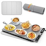 Homelove Warming Mat for Food - Fast Full Surface Electric Warming Tray with 7 Temp-Settings & 8H Timer, Portable Roll Up Food Warmer with Heat Insulation Pad for Gatherings Parties Buffet XL-Grey