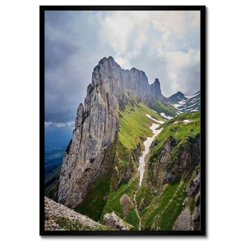 Poster dans un cadre blanc 50x70 cm Vue sur la montagne pour salon design - H10359Z
