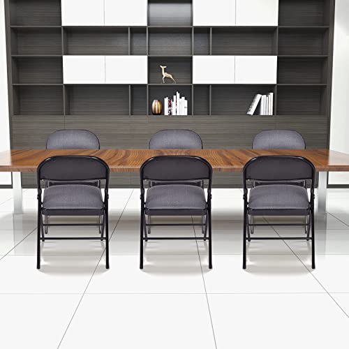 Goflame 4 Pack Folding Chairs, Fabric Dining Chair Set With Padded Seat & Metal Frame, Indoor Outdoor Upholstered Commercial Seat For Home Office Events Wedding Party, Black #TOP6