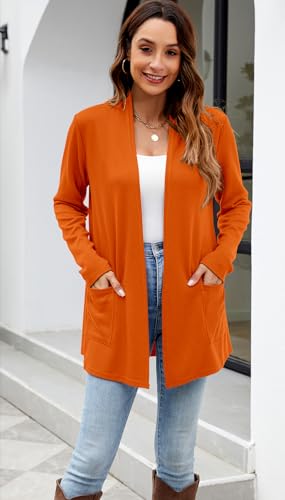 Image of Newchoice Womens Lightweight Long Sleeve Cardigans with Pockets Summer Casual Open Front Sweater Cardigan Duster