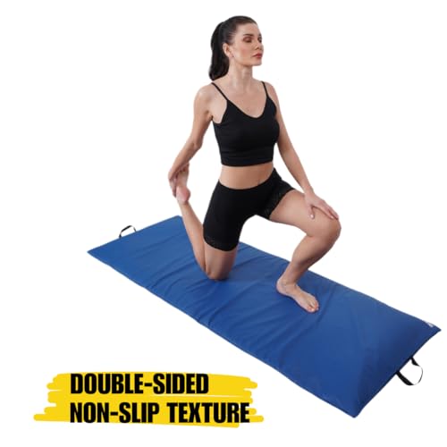 Image of ABB INITIO GYM PVC Leatherette Yoga Mat, Unbeatable Non Slip Raxine, Eco Friendly and Odorless Lightweight and Extra Large Size with 10 MM Thickness (Blue)