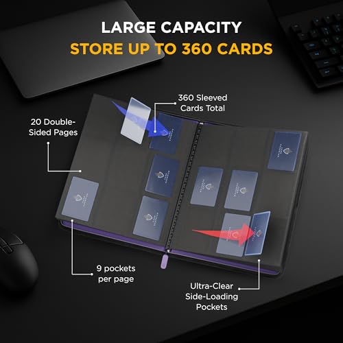 Image of Card Guardian Premium Trading Card Album with Zip - 360 Card Slots - 9-Pocket TCG Binder for Trading Cards, MTG, Yu-Gi-Oh!, One Piece & Sports Cards (Purple)