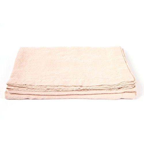 Linenme Stone Washed Tablecloth, 67 By 67", Rosa #TOP16
