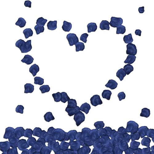 Lot de 1000 pétales de rose artificiels bleu foncé - Décoration d'ambiance de fête de mariage - Accessoires de photographie