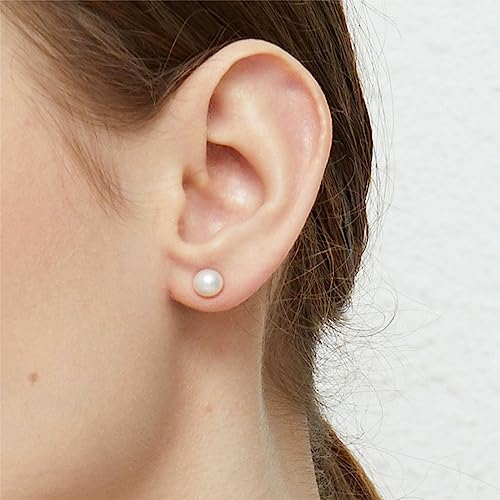 PLABBDPL 4 Paires de Boucles d'Oreilles en Argent 925 pour Femmes - Perles d'Eau Douce Blanches - Bijoux 4mm/6mm/8mm/10mm – vue 5