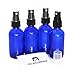 Glass Spray Bottles, 2 Oz Cobalt Blue Boston Round with Fine Mist Sprayer - Pack of 4